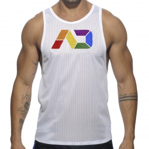 Addicted AD Rainbow Tank Top White