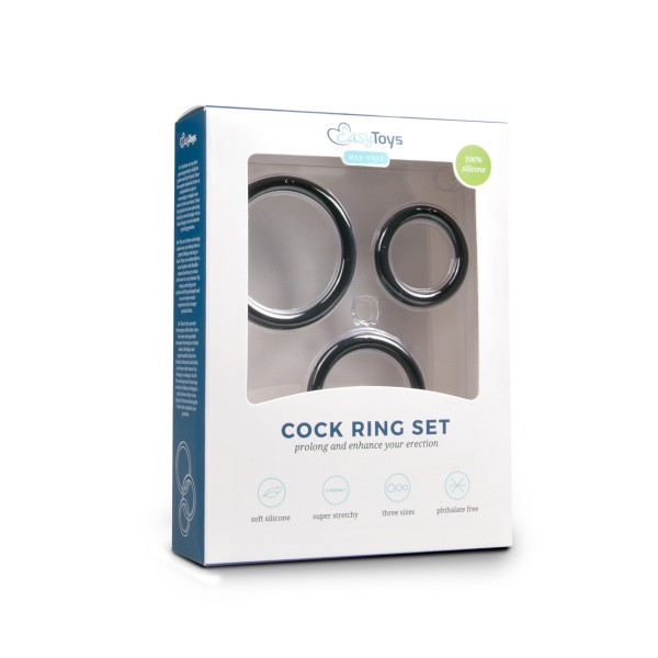 Pack of 3 Black Silicone Cockrings