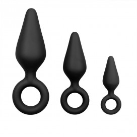 Set of 3 Pointy plugs 10 x 4.5 cm Black