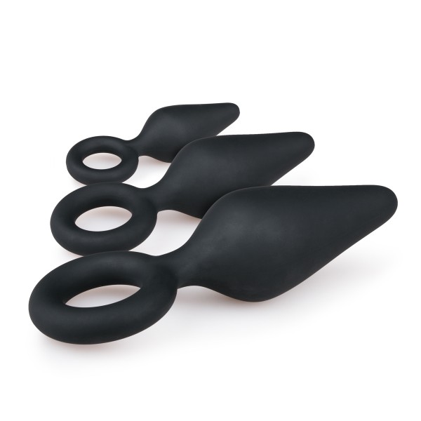 Set of 3 Pointy plugs 10 x 4.5 cm Black