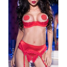Chilirose Set topless in pizzo rosso