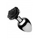 Jewel Plug with Black Rose - 8.5 x 4.1 cm LARGE