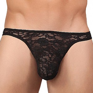 male power Spitzen-String BONG THONG Schwarz