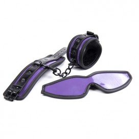Handschellen- und Masken-Set Violett