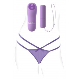 fantasy for Her Vibrating thong with remote control purple