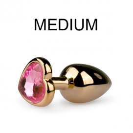 Gold Heart Jewelry Plug - Medium 7.5 x 3.4 cm