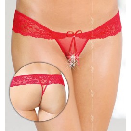 String ouvert avec strass - Rouge