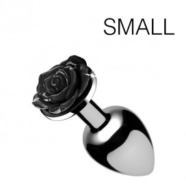Jewel Plug with Black Rose - 6.5 x 2.7 cm SMALL