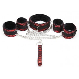 Bondage Kit Necklace + Handcuffs Red