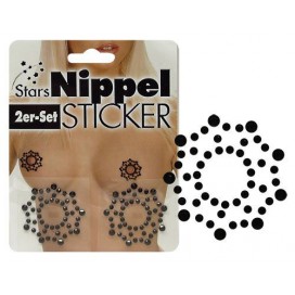 Black rhinestones for nipples - 4.5 x 4.5 cm