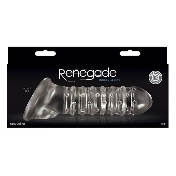 Funda para el pene RIBBED Renegade Transparente 16 x 4 cm