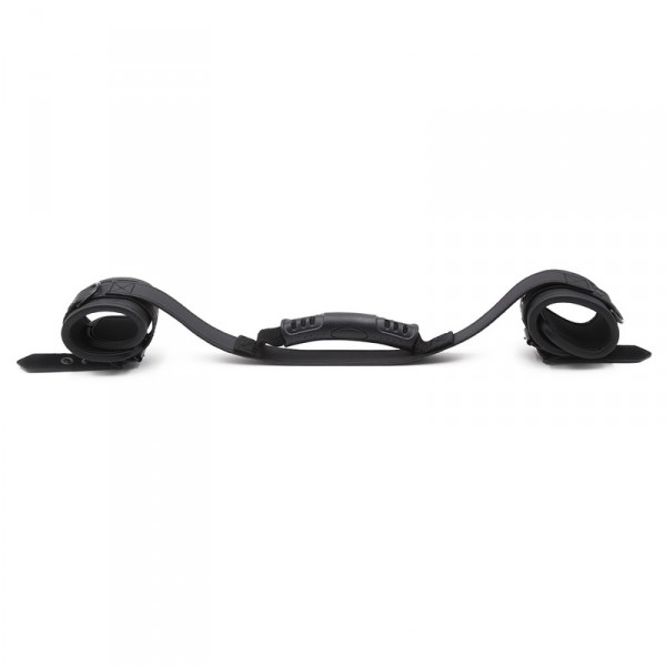 Black handcuffs with a handle