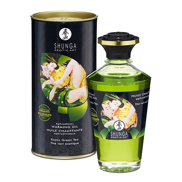 Olio da massaggio afrodisiaco riscaldante - Tè verde 100 ml