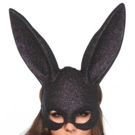 Leg Avenue Rabbit Mask - Black Glitter