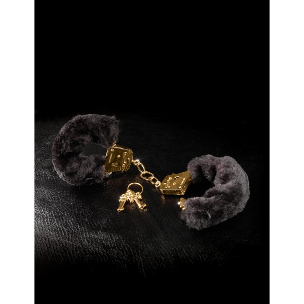 Gold Furry Black Handcuffs