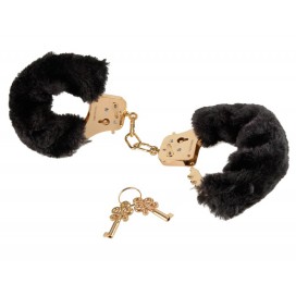 Gold Furry Black Handcuffs